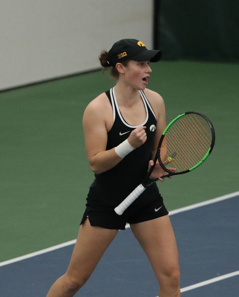 Iowa's Elise Van Heuvelen Treadwell during a doubles match against North Texas Sunday, January 20, 2019 at the Hawkeye Tennis and Recreation Center. (Brian Ray/hawkeyesports.com)