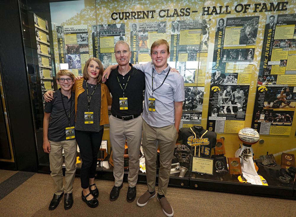 2019 University of Iowa Athletics Hall of Fame inductee Marc Long with his family at the University of Iowa Athletics Hall of Fame in Iowa City on Friday, Aug 30, 2019. (Stephen Mally/hawkeyesports.com)