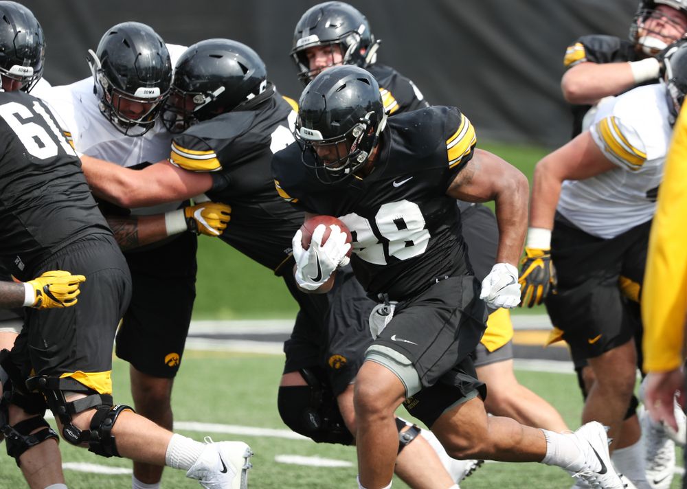 Iowa Hawkeyes running back Toren Young (28) During Fall Camp Practice No. 4 Monday, August 5, 2019 at the Ronald D. and Margaret L. Kenyon Football Practice Facility. (Brian Ray/hawkeyesports.com)