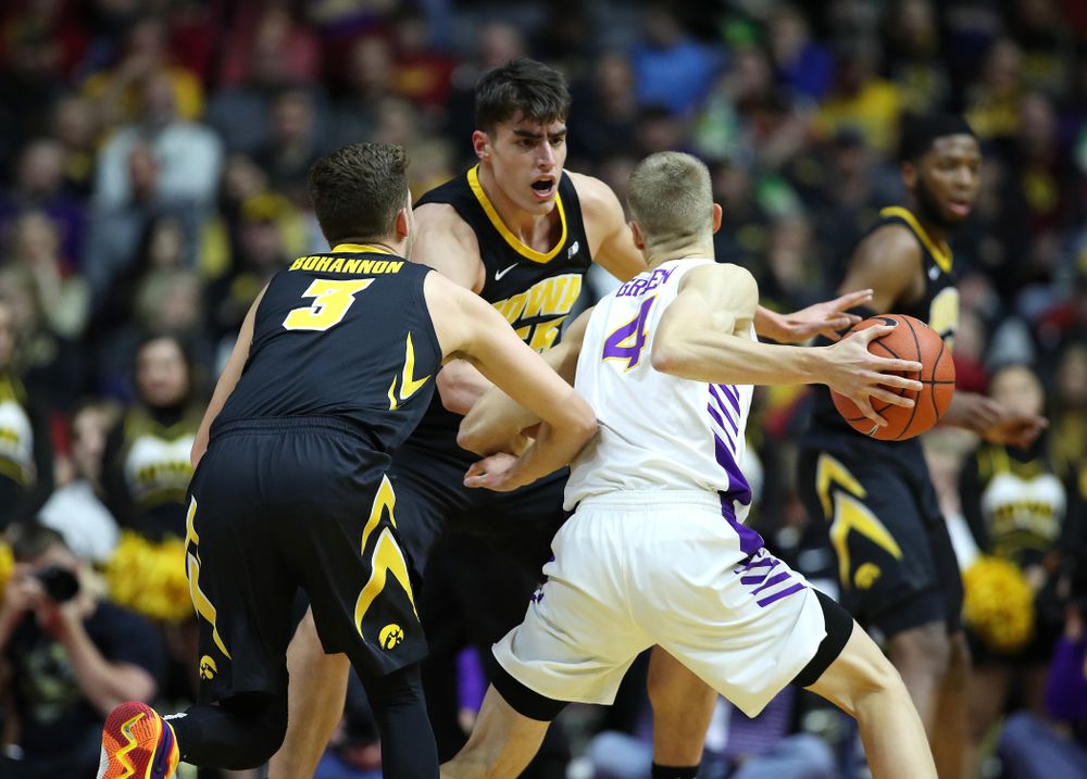 Iowa Hawkeyes forward Luka Garza (55) against the Northern Iowa Panthers in the Hy-Vee Classic Saturday, December 15, 2018 at Wells Fargo Arena in Des Moines. (Brian Ray/hawkeyesports.com)
