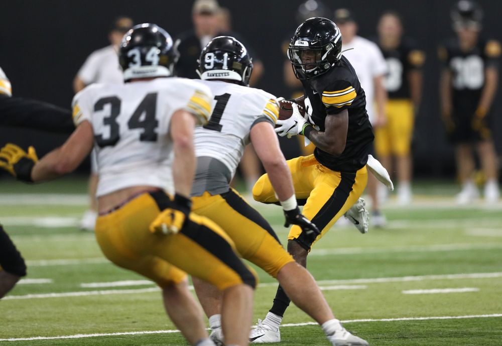 Iowa Hawkeyes wide receiver Ihmir Smith-Marsette (6) during Fall Camp Practice No. 6 Thursday, August 8, 2019 at the Ronald D. and Margaret L. Kenyon Football Practice Facility. (Brian Ray/hawkeyesports.com)