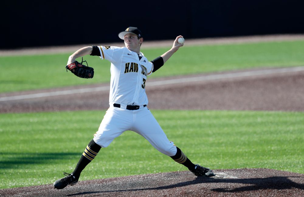 Iowa Hawkeyes pitcher Trenton Wallace (38) against Northern Illinois Tuesday, April 17, 2018 at Duane Banks Field. (Brian Ray/hawkeyesports.com)