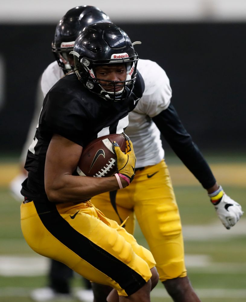 Iowa Hawkeyes wide receiver Brandon Smith (12) during spring practice  Thursday, March 29, 2018 at the Hansen Football Performance Center. (Brian Ray/hawkeyesports.com)