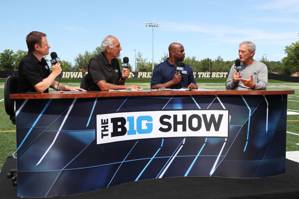 Iowa Hawkeyes head coach Kirk Ferentz on the set of the BTN Tailgate Tour following fall camp Practice No. 16 Tuesday, August 20, 2019 at the Ronald D. and Margaret L. Kenyon Football Practice Facility. (Brian Ray/hawkeyesports.com)