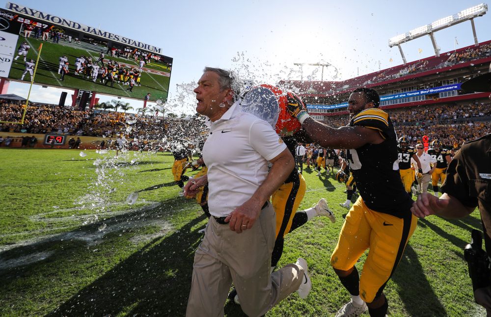 Iowa Hawkeyes head coach Kirk Ferentz during their Outback Bowl Tuesday, January 1, 2019 at Raymond James Stadium in Tampa, FL. (Brian Ray/hawkeyesports.com)