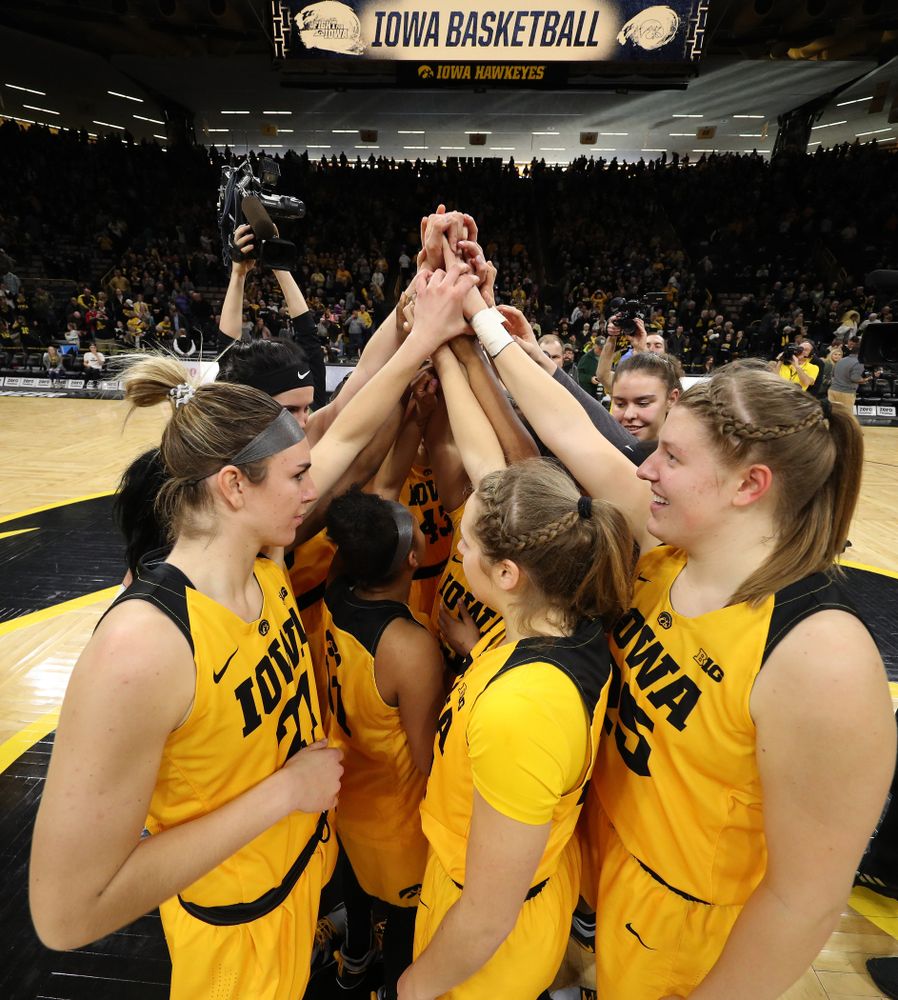 The Iowa Hawkeyes during senior day ceremonies following their game against the Northwestern Wildcats Sunday, March 3, 2019 at Carver-Hawkeye Arena. (Brian Ray/hawkeyesports.com)