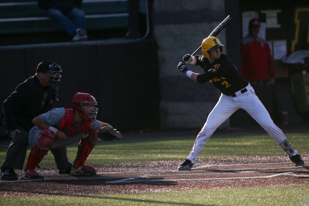 Iowa infielder Brendan Sher at the game vs. Bradley on Tuesday, March 26, 2019 at (place). (Lily Smith/hawkeyesports.com)