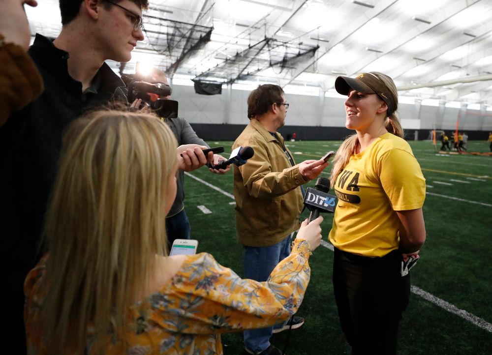 Iowa's Allie Wood answers questions during the team's annual media day Tuesday, January 30, 2018 at the Hawkeye Tennis and Recreation Complex. (Brian Ray/hawkeyesports.com)