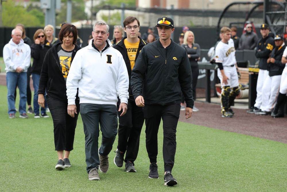 Student Manager Jake Stone during senior day festivities before their game against Michigan State Sunday, May 12, 2019 at Duane Banks Field. (Brian Ray/hawkeyesports.com)