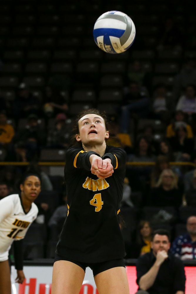 Iowa Hawkeyes defensive specialist Halle Johnston (4) during Iowa volleyball vs Maryland on Saturday, November 30, 2019 at Carver-Hawkeye Arena. (Lily Smith/hawkeyesports.com)