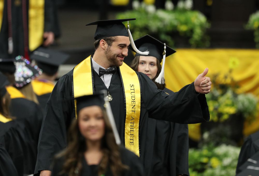 Hawkeye FootballÕs Garret Jansen during the College of Liberal Arts and Sciences spring commencement Saturday, May 11, 2019 at Carver-Hawkeye Arena. (Brian Ray/hawkeyesports.com)