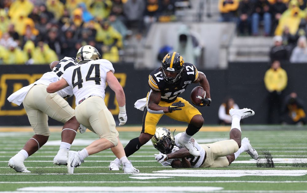 Iowa Hawkeyes wide receiver Brandon Smith (12) against the Purdue Boilermakers Saturday, October 19, 2019 at Kinnick Stadium. (Brian Ray/hawkeyesports.com)