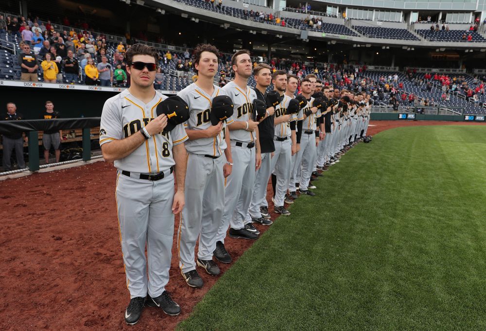 The Iowa Hawkeyes against the Indiana Hoosiers in the first round of the Big Ten Baseball Tournament Wednesday, May 22, 2019 at TD Ameritrade Park in Omaha, Neb. (Brian Ray/hawkeyesports.com)
