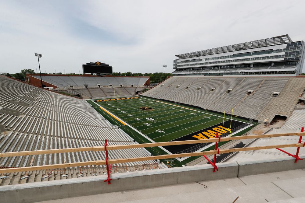 The view from the northeast corner of the lower premium seating area of the third deck in the new north end zone Wednesday, June 6, 2018 at Kinnick Stadium. (Brian Ray/hawkeyesports.com)