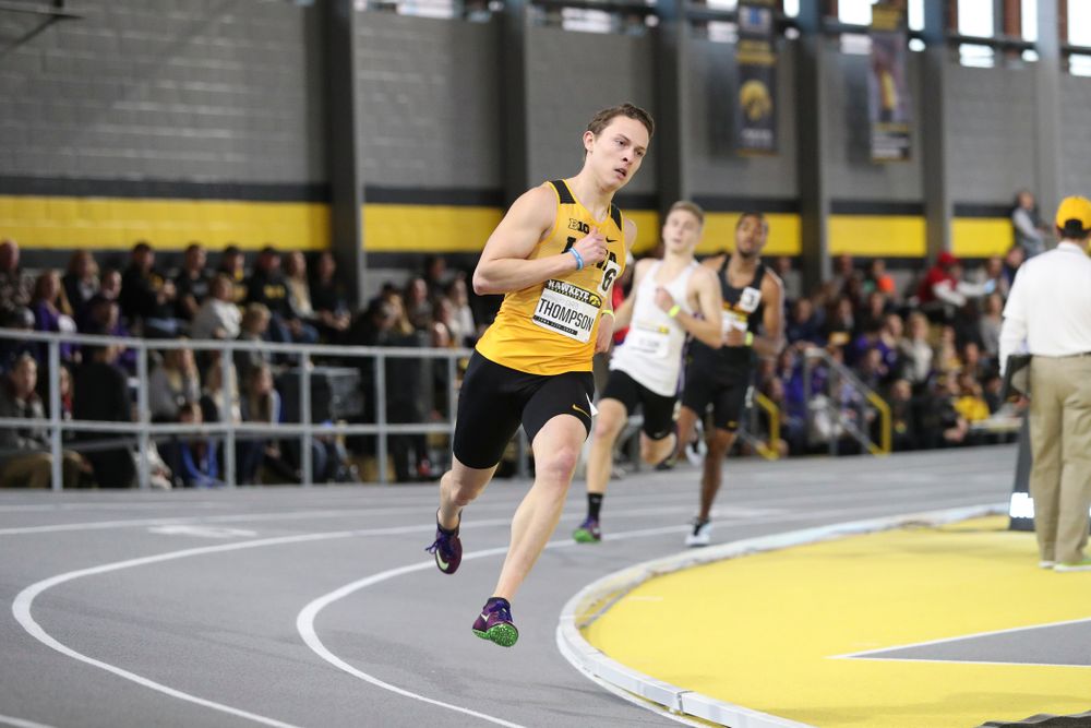 Iowa’s Chris Thompson runs the men’s 600 meter run event during the Hawkeye Invitational at the Recreation Building in Iowa City on Saturday, January 11, 2020. (Stephen Mally/hawkeyesports.com)