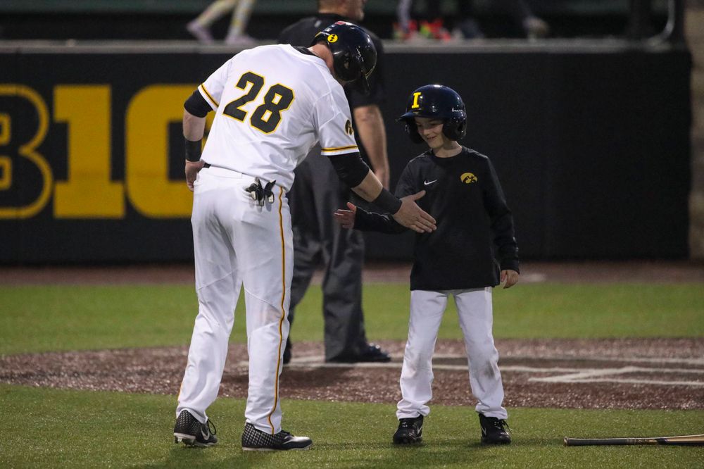 Iowa infielder Chris Whelan  at game 1 vs Rutgers on Friday, April 5, 2019 at Duane Banks Field. (Lily Smith/hawkeyesports.com)