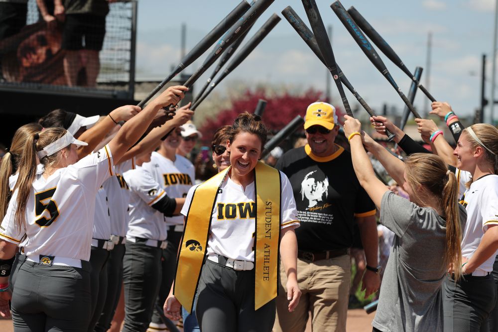 Iowa Hawkeyes Mallory Kilian (11) during senior day festivities following their game against the Ohio State Buckeyes Sunday, May 5, 2019 at Pearl Field. (Brian Ray/hawkeyesports.com)ic 