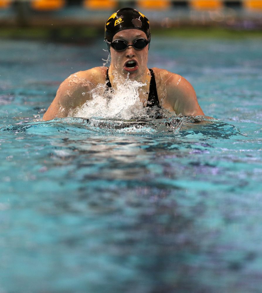 Iowa's Kelsey Drake swims the 200-yard IM against the Iowa State Cyclones in the Iowa Corn Cy-Hawk Series Friday, December 7, 2018 at at the Campus Recreation and Wellness Center. (Brian Ray/hawkeyesports.com)