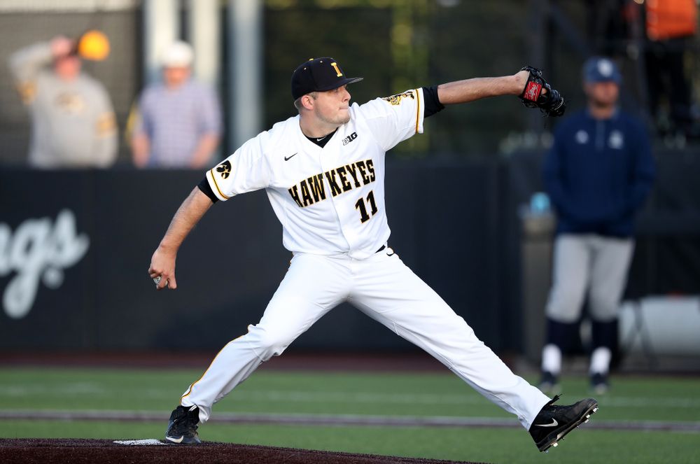 Iowa Hawkeyes Cole McDonald (11) during game one against UC Irvine Friday, May 3, 2019 at Duane Banks Field. (Brian Ray/hawkeyesports.com)