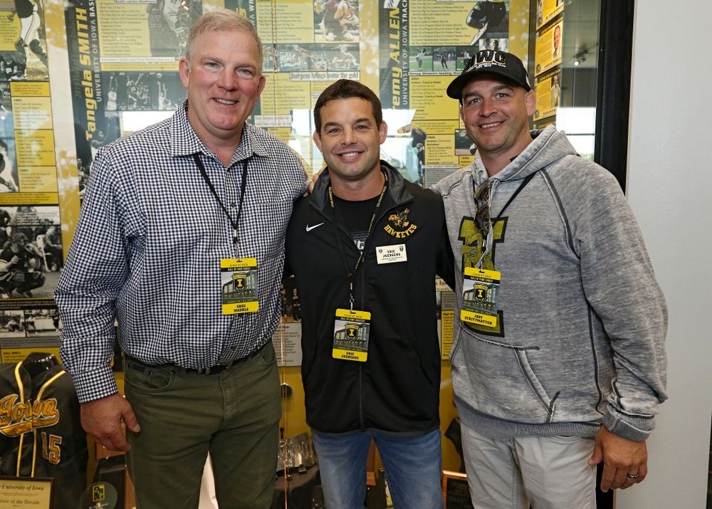 2019 University of Iowa Athletics Hall of Fame inductee Eric Juergens with his friends at the University of Iowa Athletics Hall of Fame in Iowa City on Friday, Aug 30, 2019. (Stephen Mally/hawkeyesports.com)