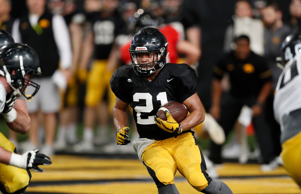 Iowa Hawkeyes running back Ivory Kelly-Martin (21) during spring practice Wednesday, March 28, 2018 at the Hansen Football Performance Center.  (Brian Ray/hawkeyesports.com)