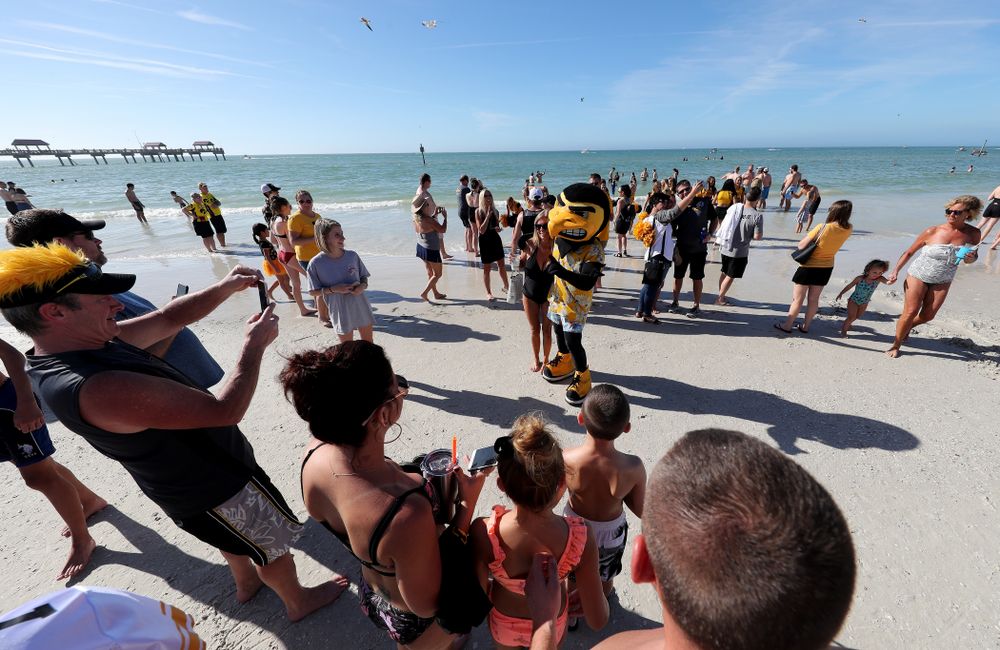 Herky The Hawk during the Outback Bowl Beach Day Sunday, December 30, 2018 at Clearwater Beach. (Brian Ray/hawkeyesports.com)