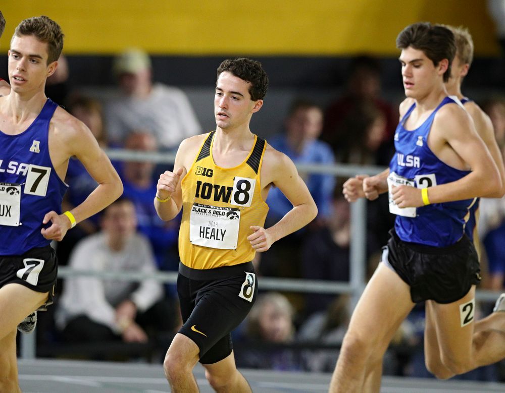 Iowa’s Noah Healy runs the men’s 1 mile run event at the Black and Gold Invite at the Recreation Building in Iowa City on Saturday, February 1, 2020. (Stephen Mally/hawkeyesports.com)