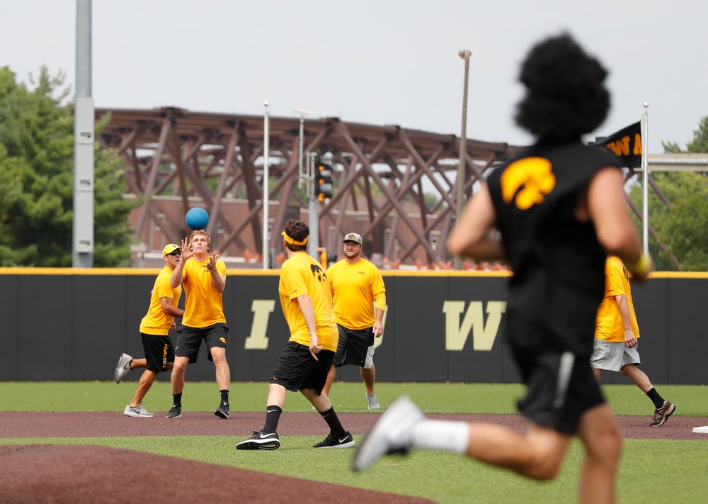 Women's Tennis Assistant Coach Danny Leitner during the Iowa Student Athlete Kickoff Kickball game  Sunday, August 19, 2018 at Duane Banks Field. (Brian Ray/hawkeyesports.com)