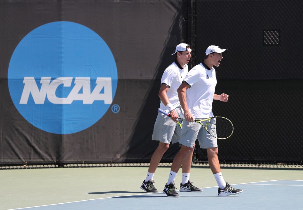 IowaÕs Joe Tyler and Nikita Snezhko play a doubles match against the Michigan Wolverines Sunday, April 21, 2019 at the Hawkeye Tennis and Recreation Complex. (Brian Ray/hawkeyesports.com)
