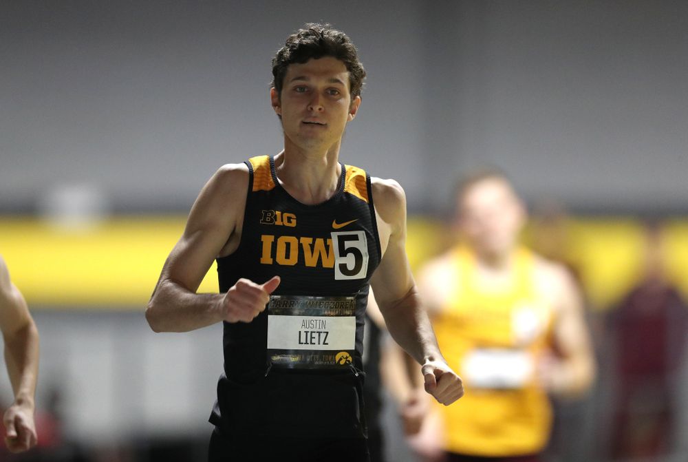 Iowa's Austin Lietz runs the 600 meter premier during the 2019 Larry Wieczorek Invitational Friday, January 18, 2019 at the Hawkeye Tennis and Recreation Center. (Brian Ray/hawkeyesports.com)