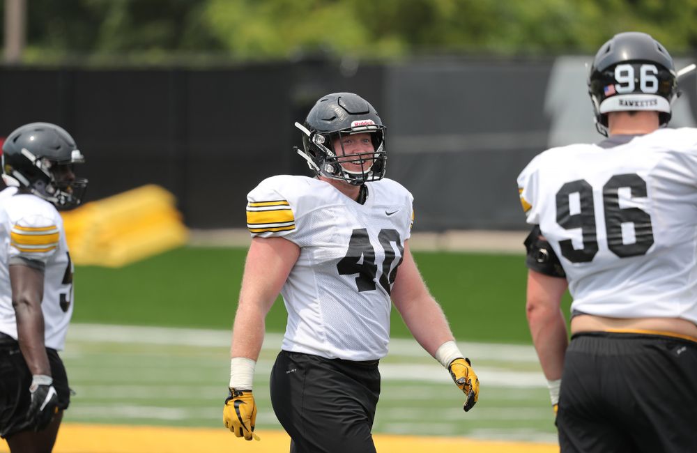 Iowa Hawkeyes defensive end Parker Hesse (40) during the third practice of fall camp Sunday, August 5, 2018 at the Kenyon Football Practice Facility. (Brian Ray/hawkeyesports.com)