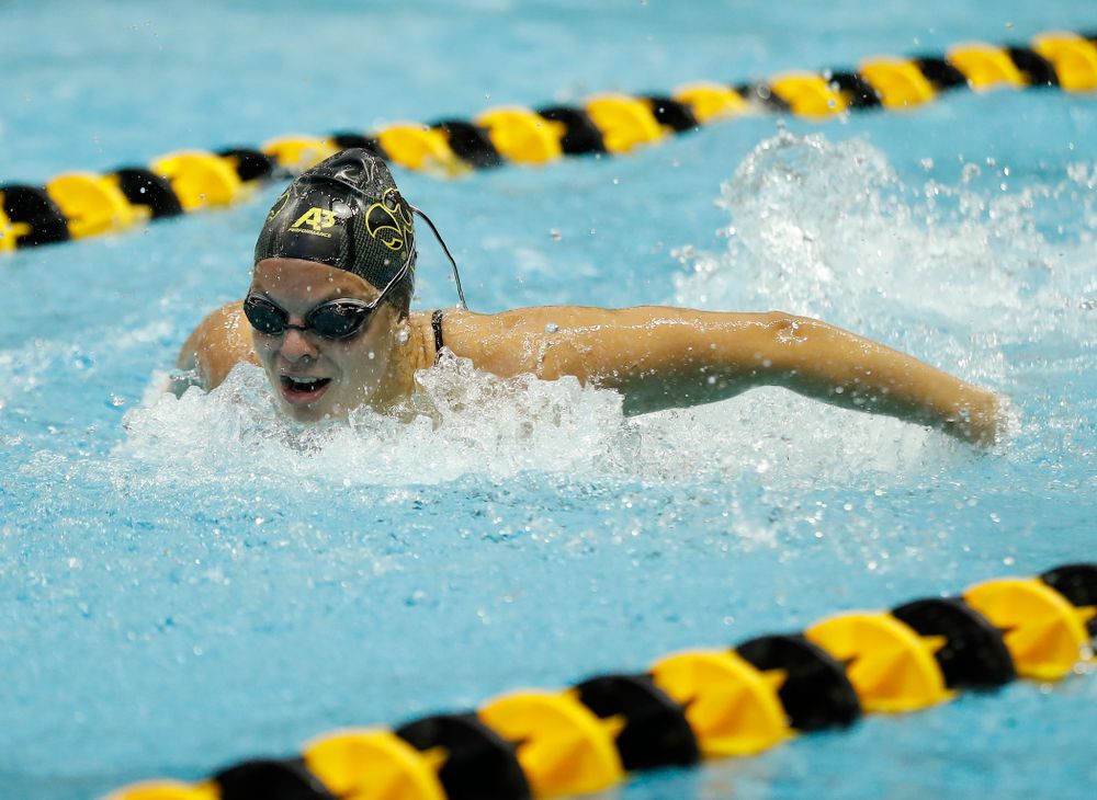 Iowa's Morgan Grout swims the 200 yard butterfly