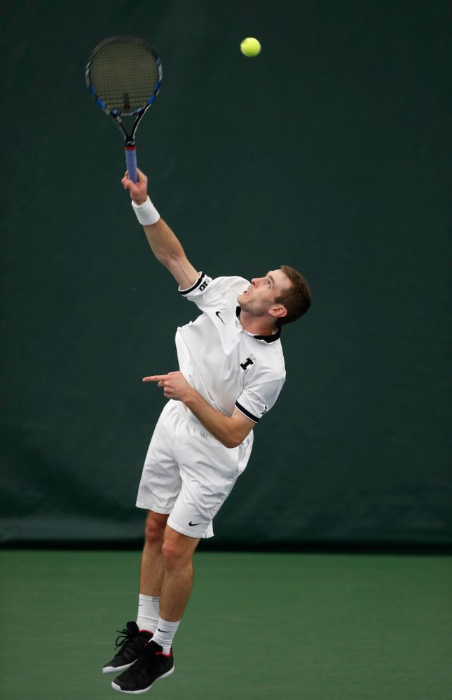 Jake Jacoby against Purdue Sunday, April 15, 2018 at the Hawkeye Tennis and Recreation Center. (Brian Ray/hawkeyesports.com)