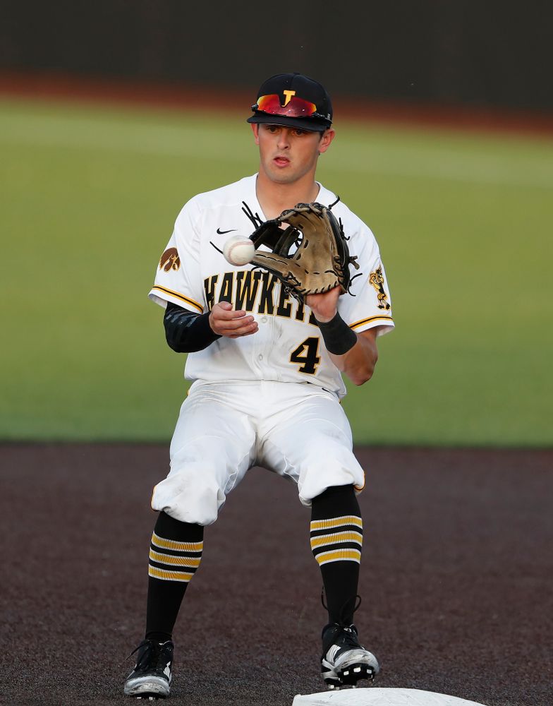 Iowa Hawkeyes infielder Mitchell Boe (4) against the Penn State Nittany Lions  Thursday, May 17, 2018 at Duane Banks Field. (Brian Ray/hawkeyesports.com)