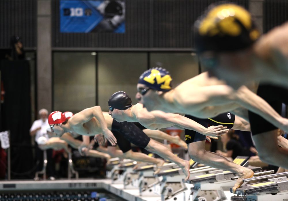 Iowa's Mateusz Arndt swims the 500-yard freestyle during the bonus finals of the second day at the 2019 Big Ten Swimming and Diving Championships Thursday, February 28, 2019 at the Campus Wellness and Recreation Center. (Brian Ray/hawkeyesports.com)