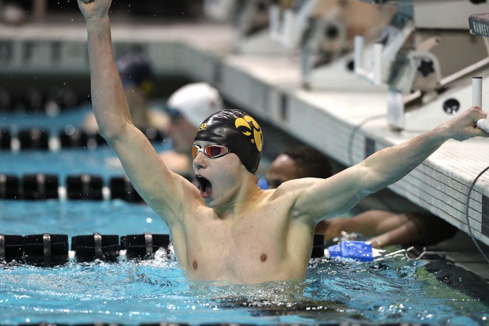 Iowa's Andrew Fierke swims the 500-yard freestyle during the bonus finals of the second day at the 2019 Big Ten Swimming and Diving Championships Thursday, February 28, 2019 at the Campus Wellness and Recreation Center. (Brian Ray/hawkeyesports.com)