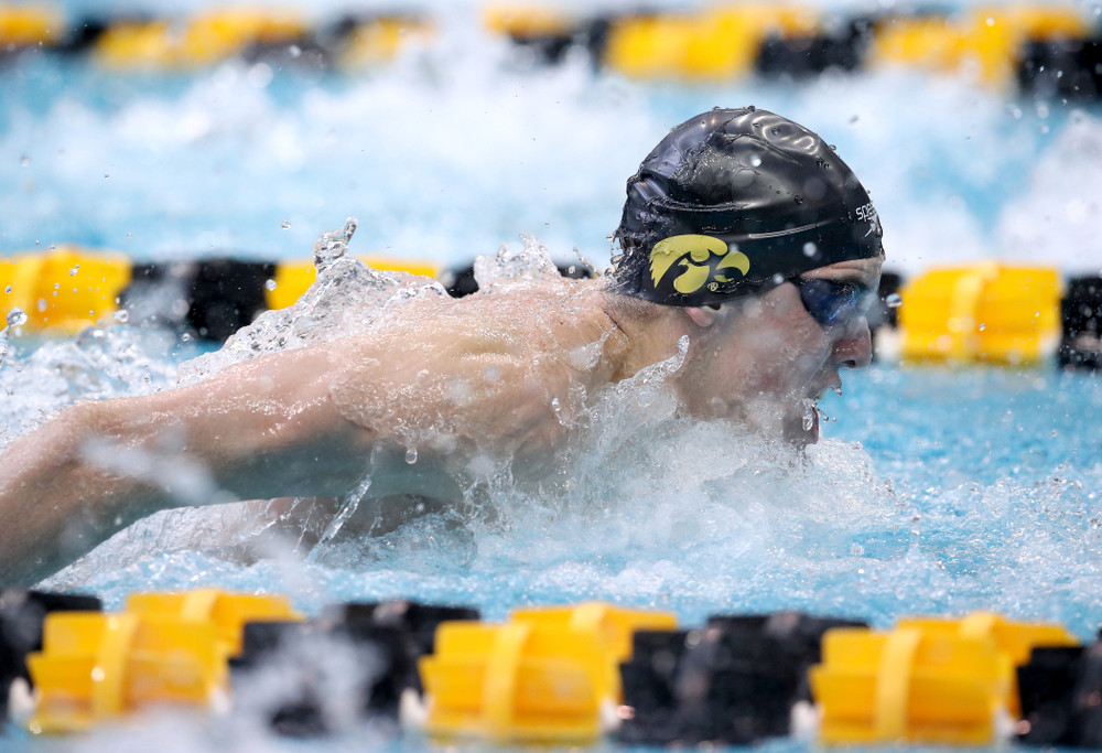 Iowa's Westin Credit swims in the preliminaries of the 200-yard IM during the 2019 Big Ten Swimming and Diving Championships Thursday, February 28, 2019 at the Campus Wellness and Recreation Center. (Brian Ray/hawkeyesports.com)