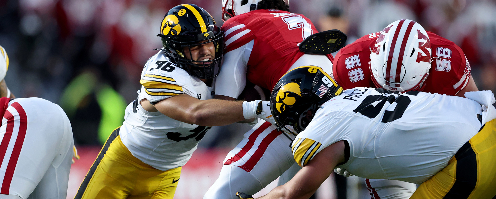 Jayden Montgomery, Jonah Pace make a tackle.