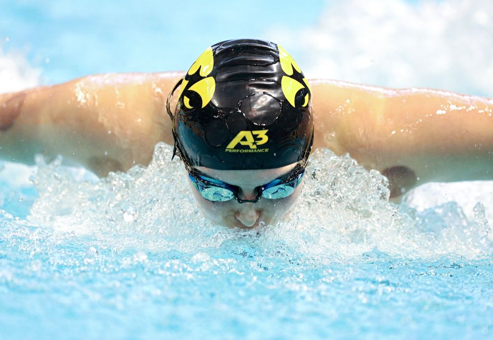Iowa’s Christina Crane swims the women’s 400 yard individual medley preliminary event during the 2020 Women’s Big Ten Swimming and Diving Championships at the Campus Recreation and Wellness Center in Iowa City on Friday, February 21, 2020. (Stephen Mally/hawkeyesports.com)