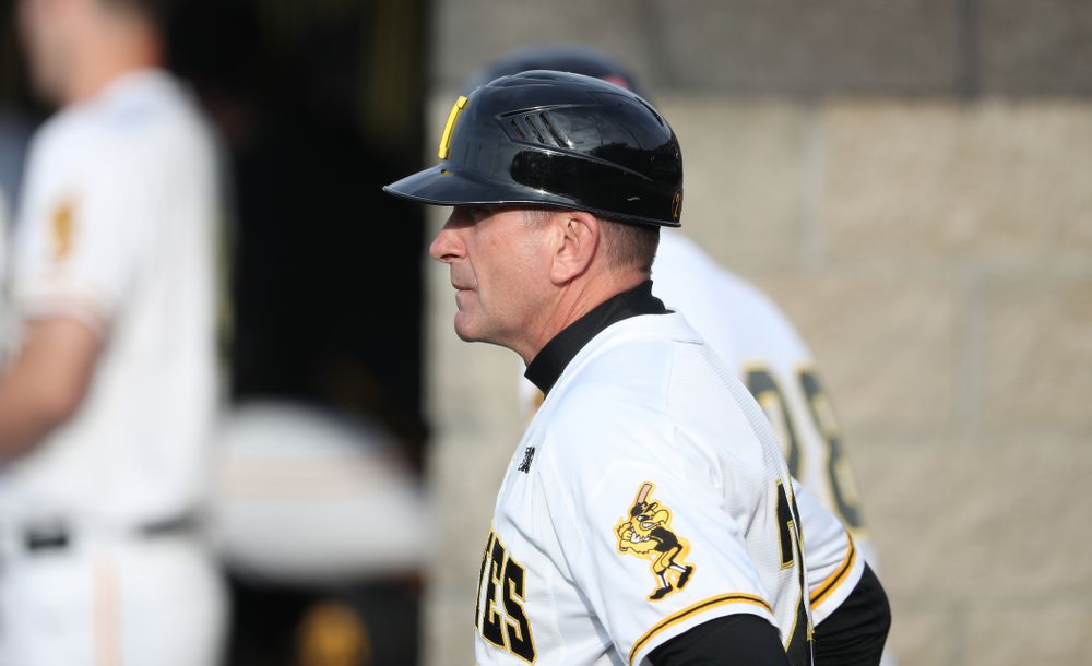 Iowa Hawkeyes head coach Rick Heller during game one against UC Irvine Friday, May 3, 2019 at Duane Banks Field. (Brian Ray/hawkeyesports.com)