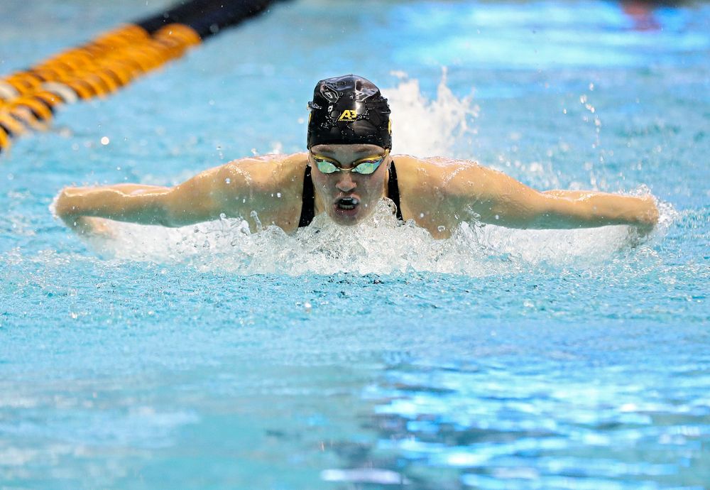 Iowa’s Grace Reeder swims in the women’s 200 yard butterfly preliminary event during the 2020 Women’s Big Ten Swimming and Diving Championships at the Campus Recreation and Wellness Center in Iowa City on Saturday, February 22, 2020. (Stephen Mally/hawkeyesports.com)