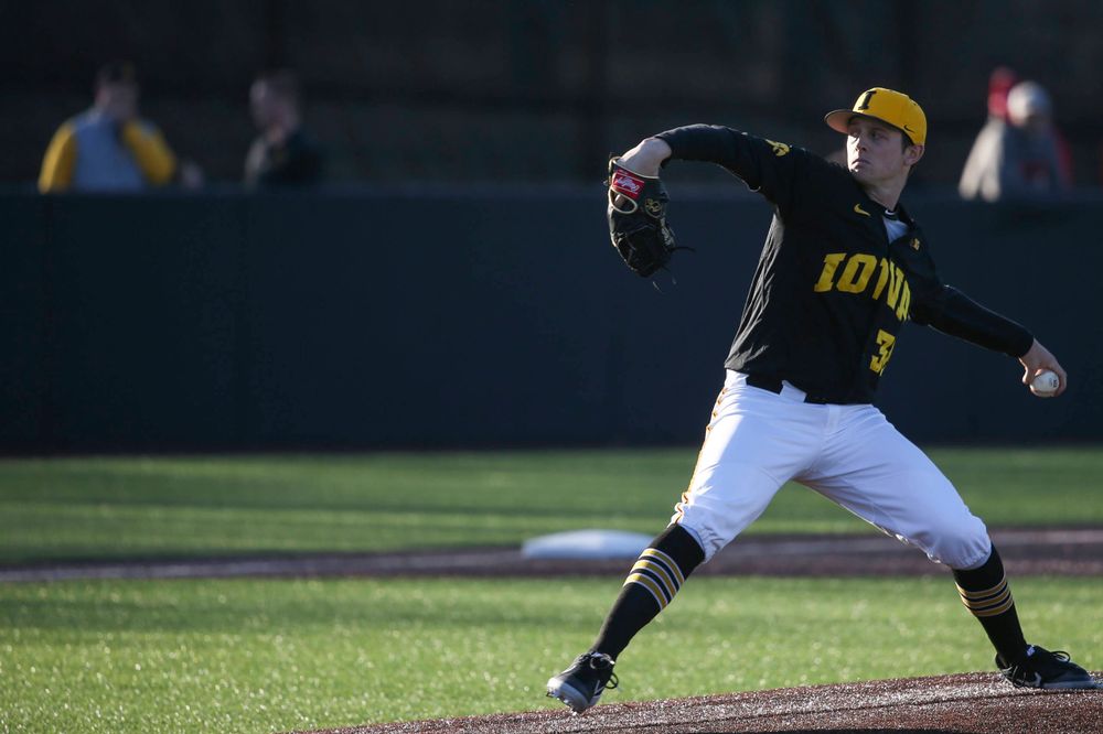 Iowa pitcher Trenton Wallace at the game vs. Bradley on Tuesday, March 26, 2019 at (place). (Lily Smith/hawkeyesports.com)