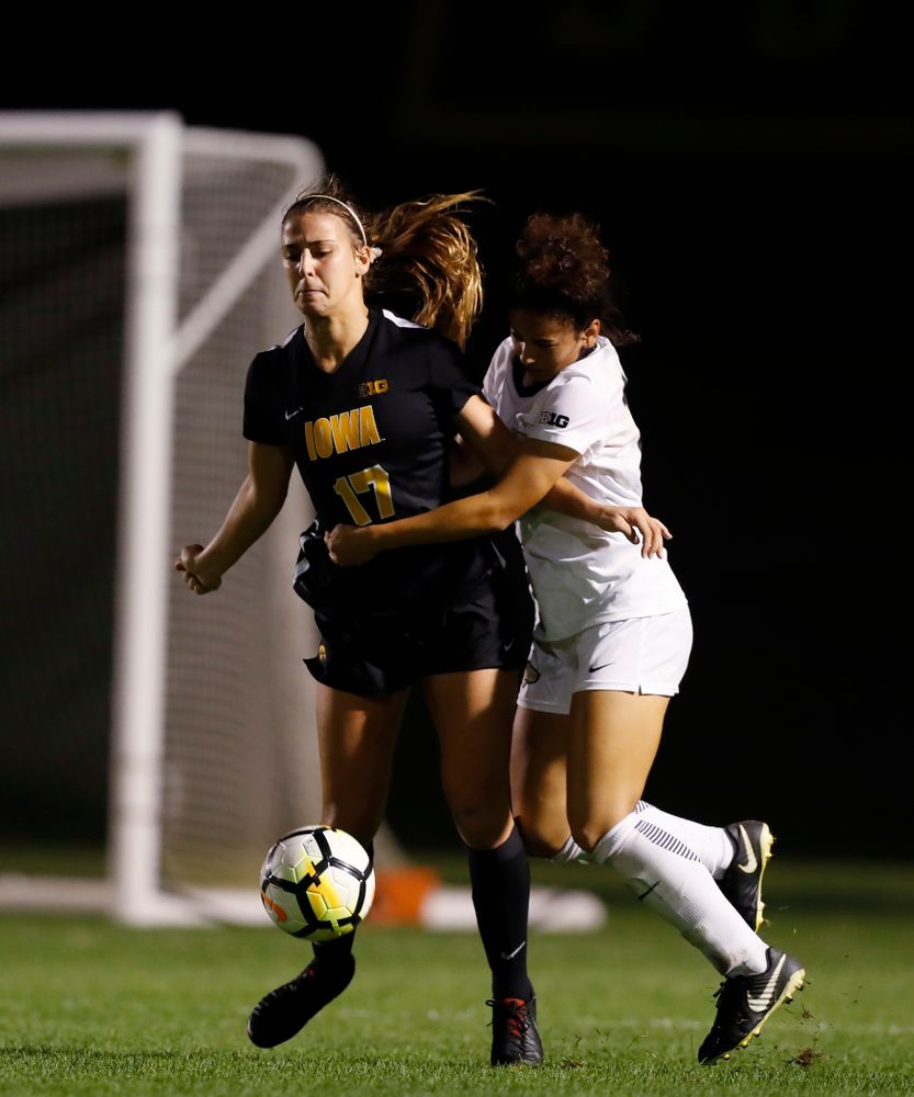 Iowa Hawkeyes Hannah Drkulec (17) against the Purdue Boilermakers Thursday, September 20, 2018 at the Iowa Soccer Complex. (Brian Ray/hawkeyesports.com)