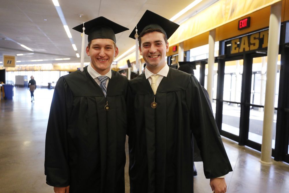 Iowa Football Managers Hunter Storm and Brandon Thielen during the Fall Commencement Ceremony  Saturday, December 15, 2018 at Carver-Hawkeye Arena. (Brian Ray/hawkeyesports.com)