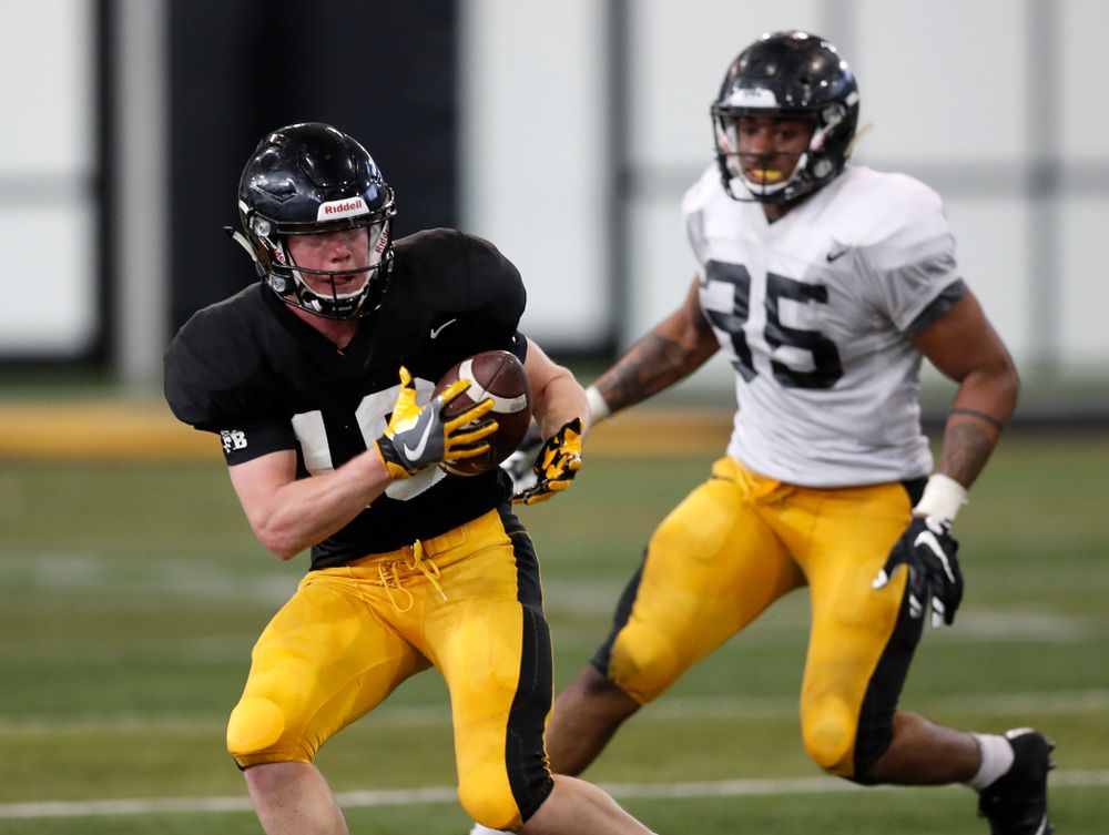 Iowa Hawkeyes wide receiver Max Cooper (19) during spring practice Wednesday, March 28, 2018 at the Hansen Football Performance Center.  (Brian Ray/hawkeyesports.com)