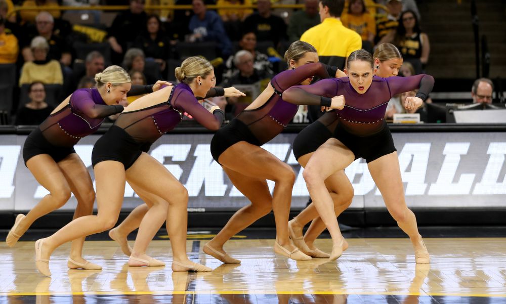 The Iowa Dance Team performs their Jazz Routine at halftime of the Iowa Hawkeyes game against Maryland Thursday, January 9, 2020 at Carver-Hawkeye Arena. (Brian Ray/hawkeyesports.com)