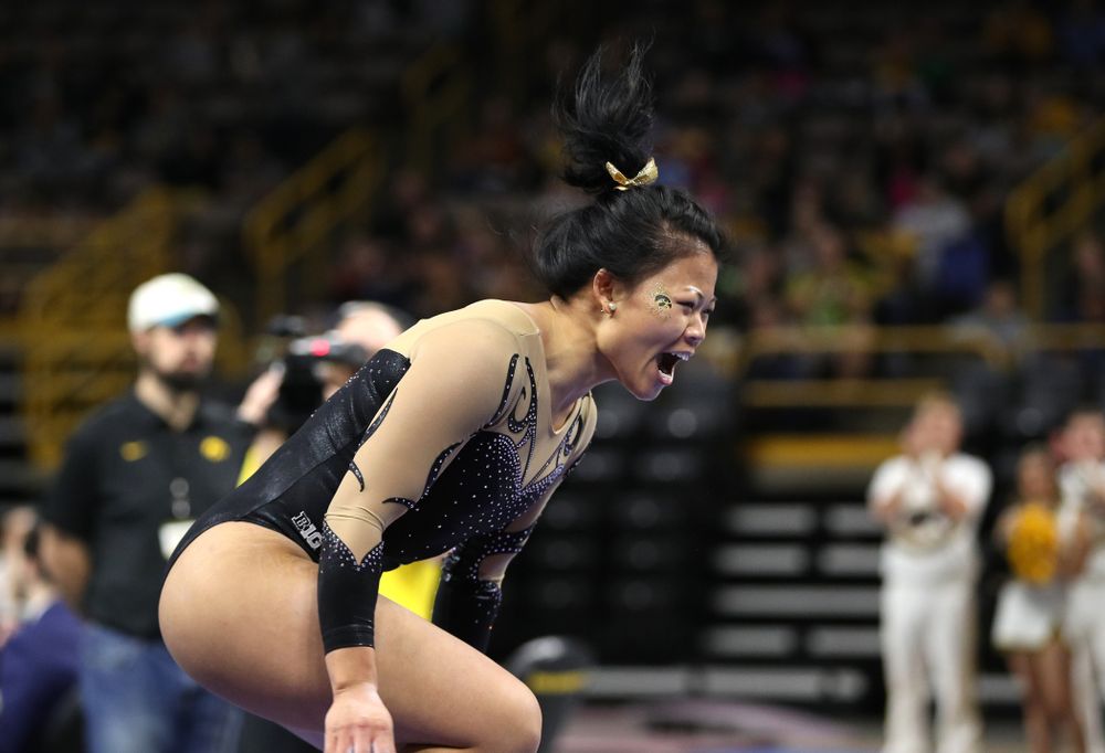 Iowa's Misty-Jade Carlson competes on the beam during their meet against Southeast Missouri State Friday, January 11, 2019 at Carver-Hawkeye Arena. (Brian Ray/hawkeyesports.com)