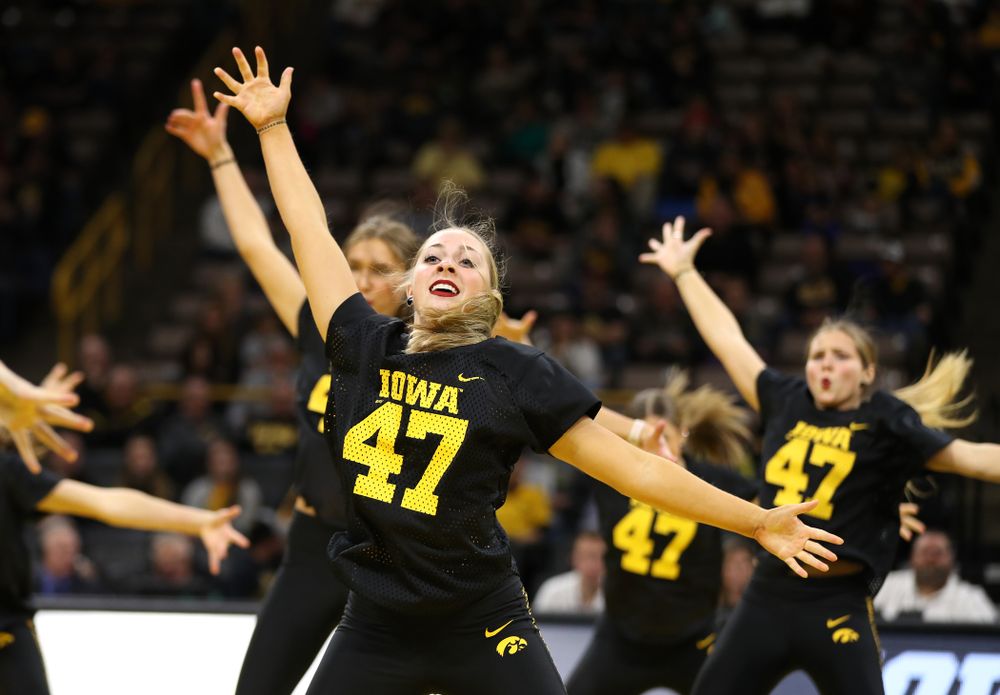 The Iowa Dance Team performs at the intermission of the Iowa Hawkeyes match against Purdue Saturday, November 24, 2018 at Carver-Hawkeye Arena. (Brian Ray/hawkeyesports.com)