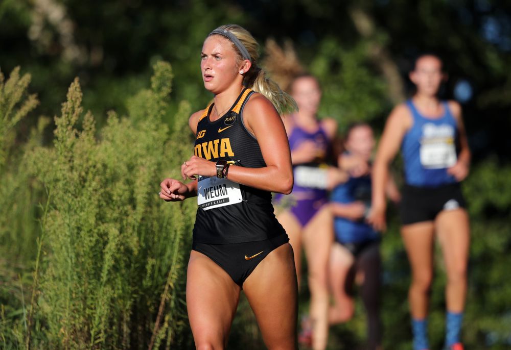 IowaÕs Aly Weum runs in the 2019 Hawkeye Invitational Friday, September 6, 2019 at the Ashton Cross Country Course. (Brian Ray/hawkeyesports.com)