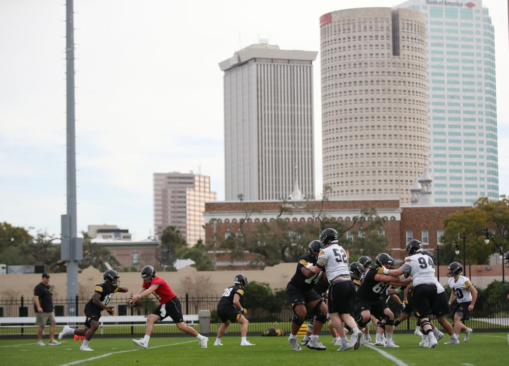 The Iowa Hawkeyes during the team's first Outback Bowl Practice in Florida Thursday, December 27, 2018 at Tampa University. (Brian Ray/hawkeyesports.com)